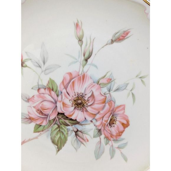 Vintage Royal Kent 8" Fine Bone China Plate Pink Peony Flower 24KG Trim England - Picture 2 of 8